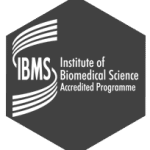 IBMS Accreditation logo for the Biomedical Science MSc at Ulster University