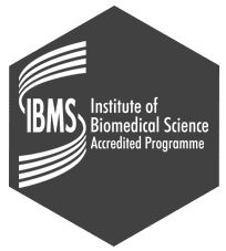 IBMS Accreditation logo for the Biomedical Science MSc at Ulster University