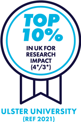 top 10% in UK for research impact (4"/3") - Ulster university (ref 2021)